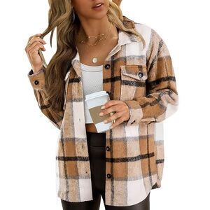 AUTOMET Womens Fall Fashion Flannel Plaid Button Down Long Sleeve Shirts Jackets